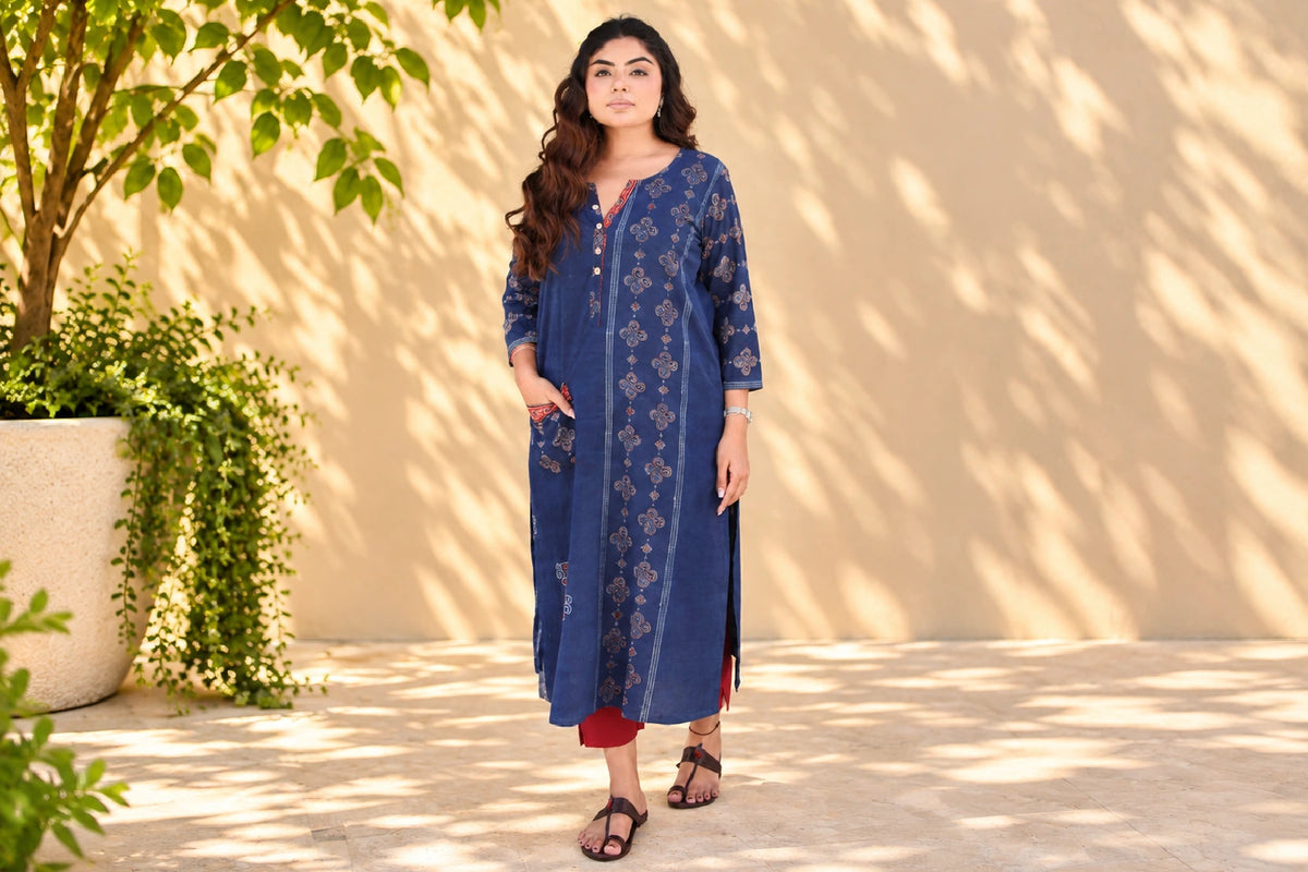 Indigo Cotton Kurti/Hanj Collection