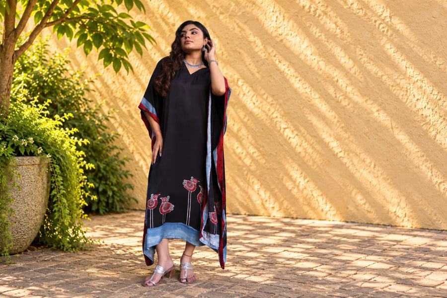 Black Birds-by-the-Shore Modal Kaftan/ Hanj Collection