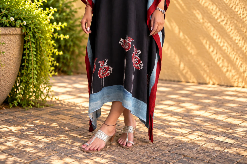 Black Birds-by-the-Shore Modal Kaftan/ Hanj Collection