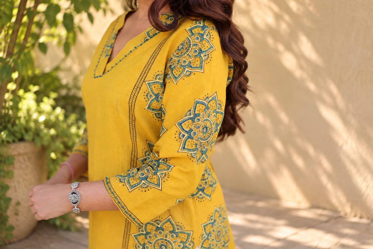 Green Cotton Kurti/Hanj Collection