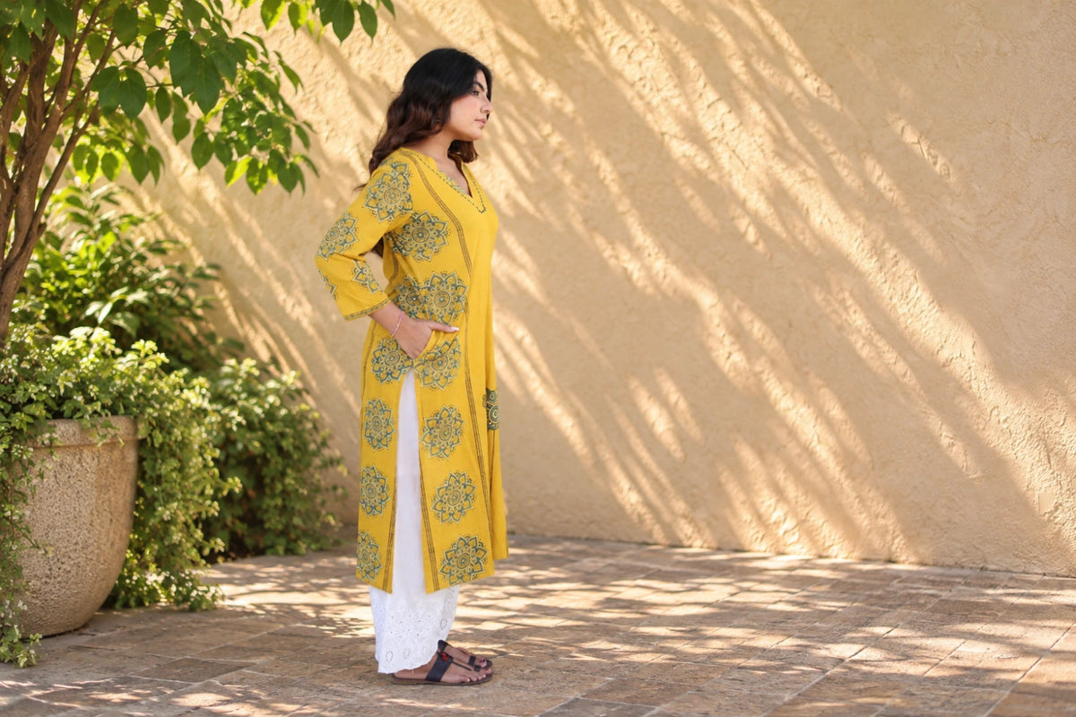 Green Cotton Kurti/Hanj Collection