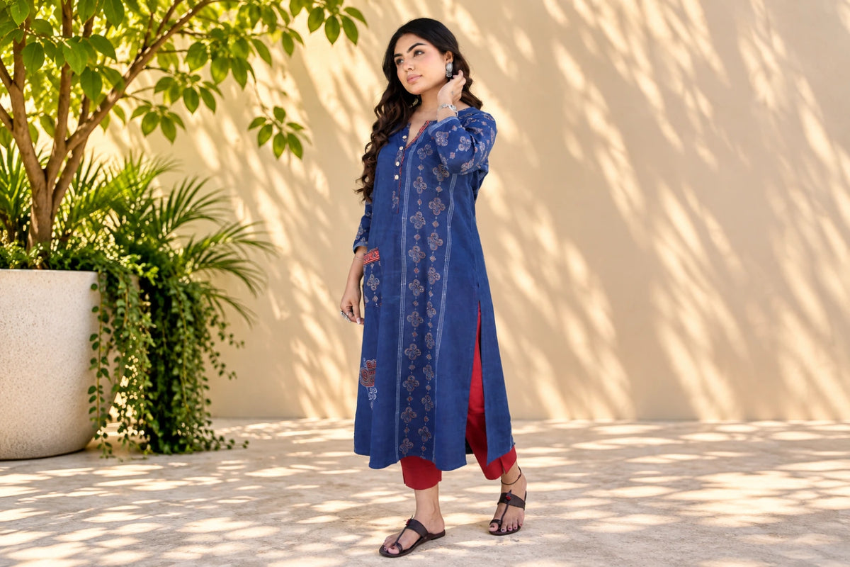 Indigo Cotton Kurti/Hanj Collection