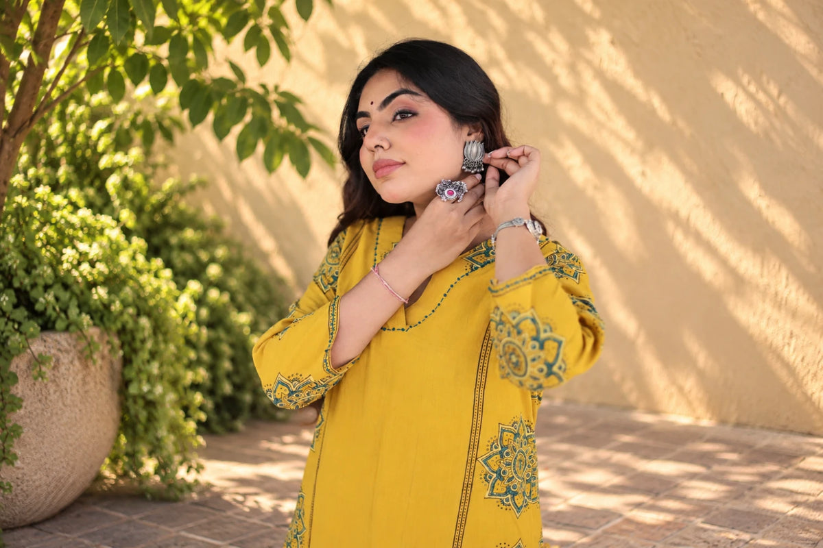 Green Cotton Kurti/Hanj Collection