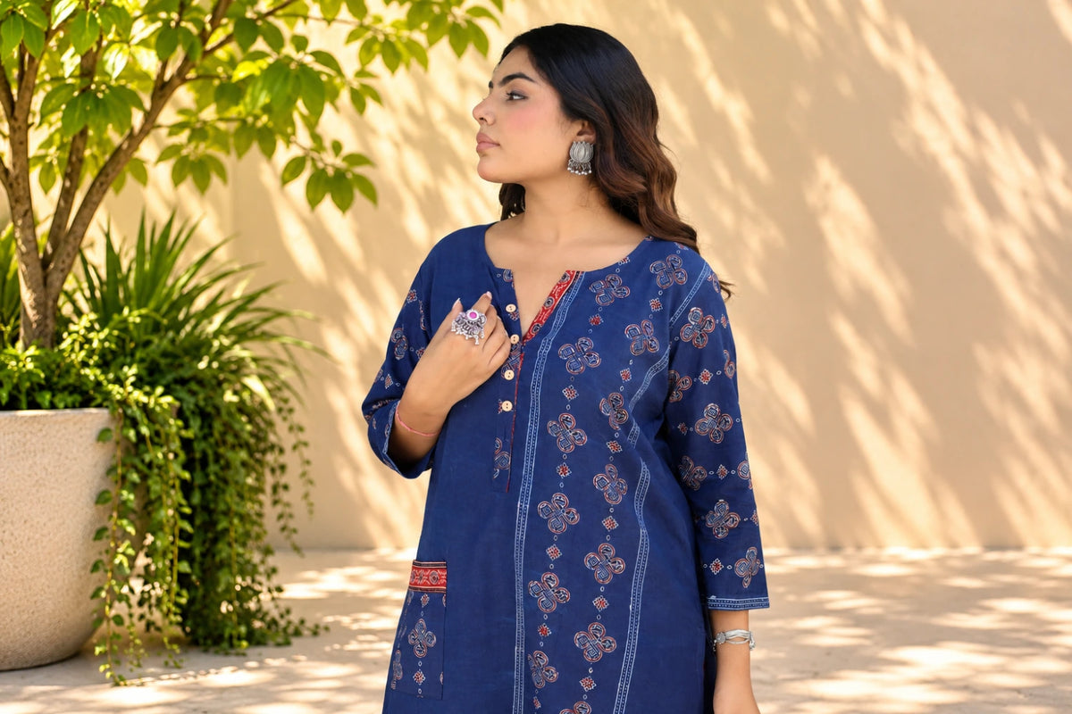 Indigo Cotton Kurti/Hanj Collection