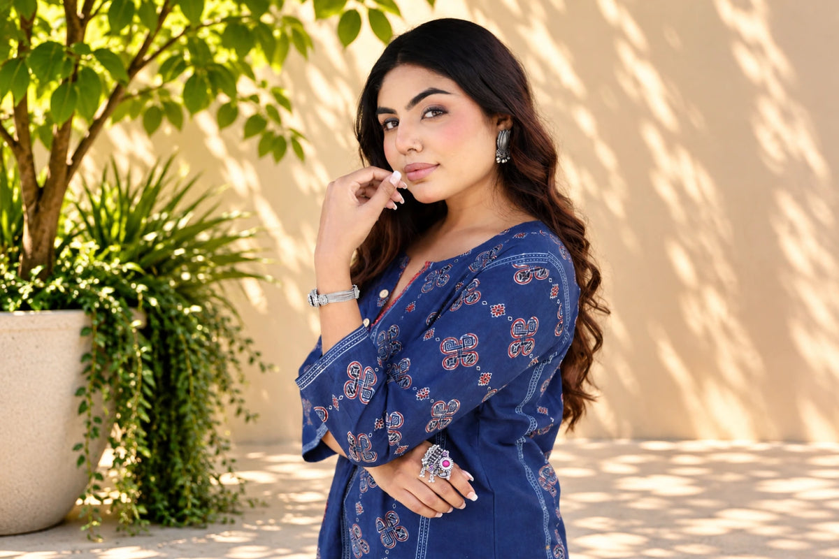 Indigo Cotton Kurti/Hanj Collection