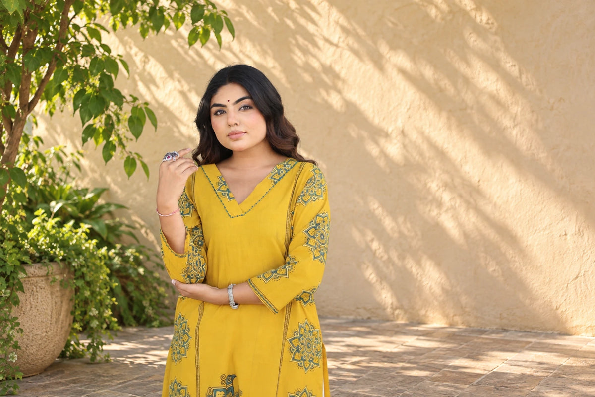 Green Cotton Kurti/Hanj Collection