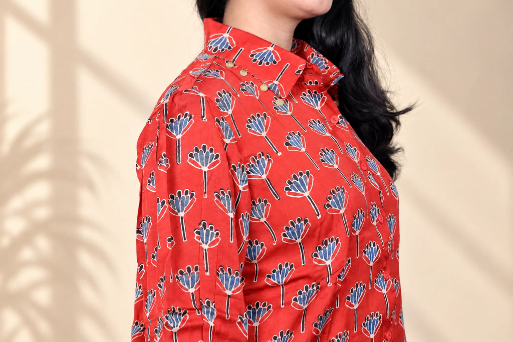 Red Floral Modal Shirt