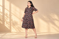 Black Floral Printed A-Line Shirt Dress