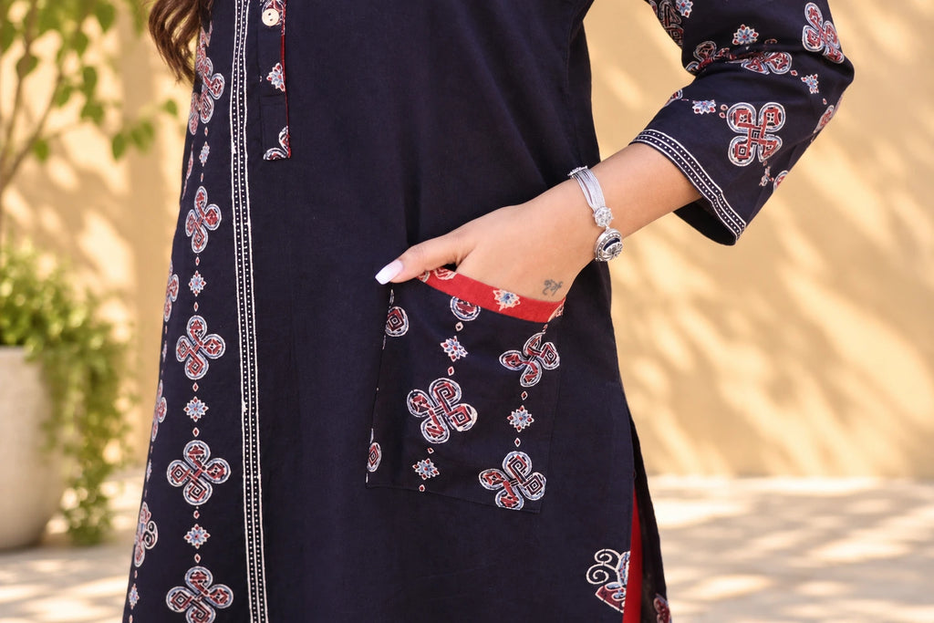 Black Cotton Kurti/Hanj Collection