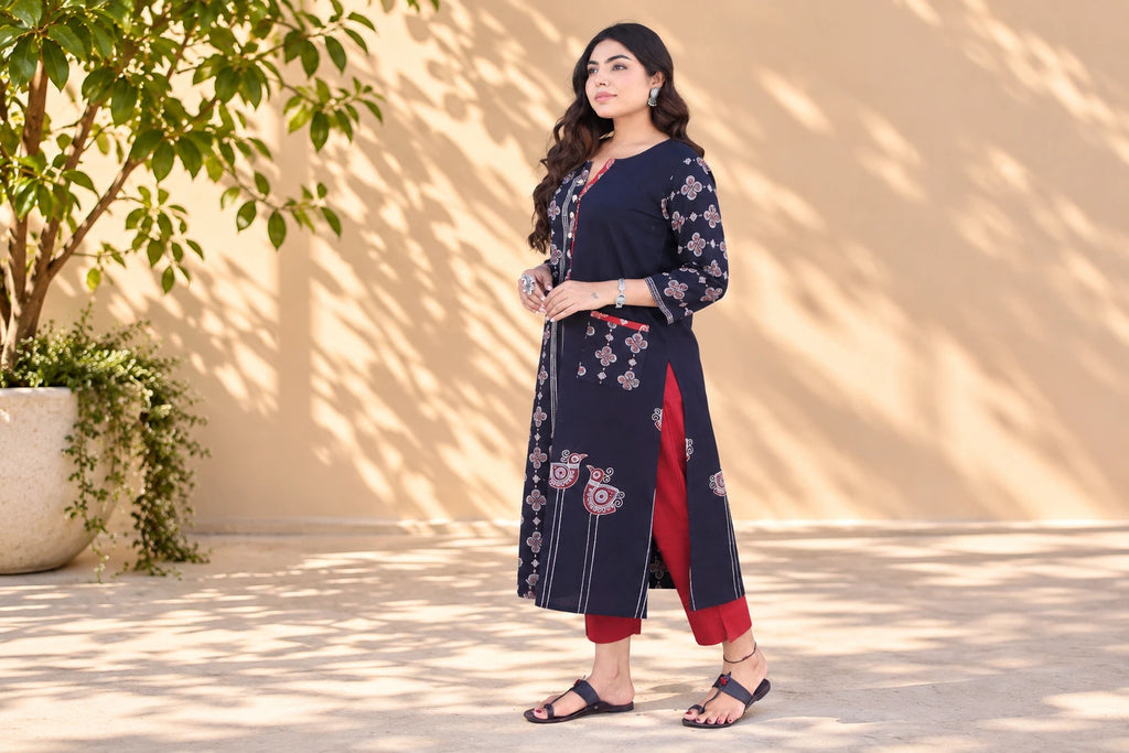 Black Cotton Kurti/Hanj Collection